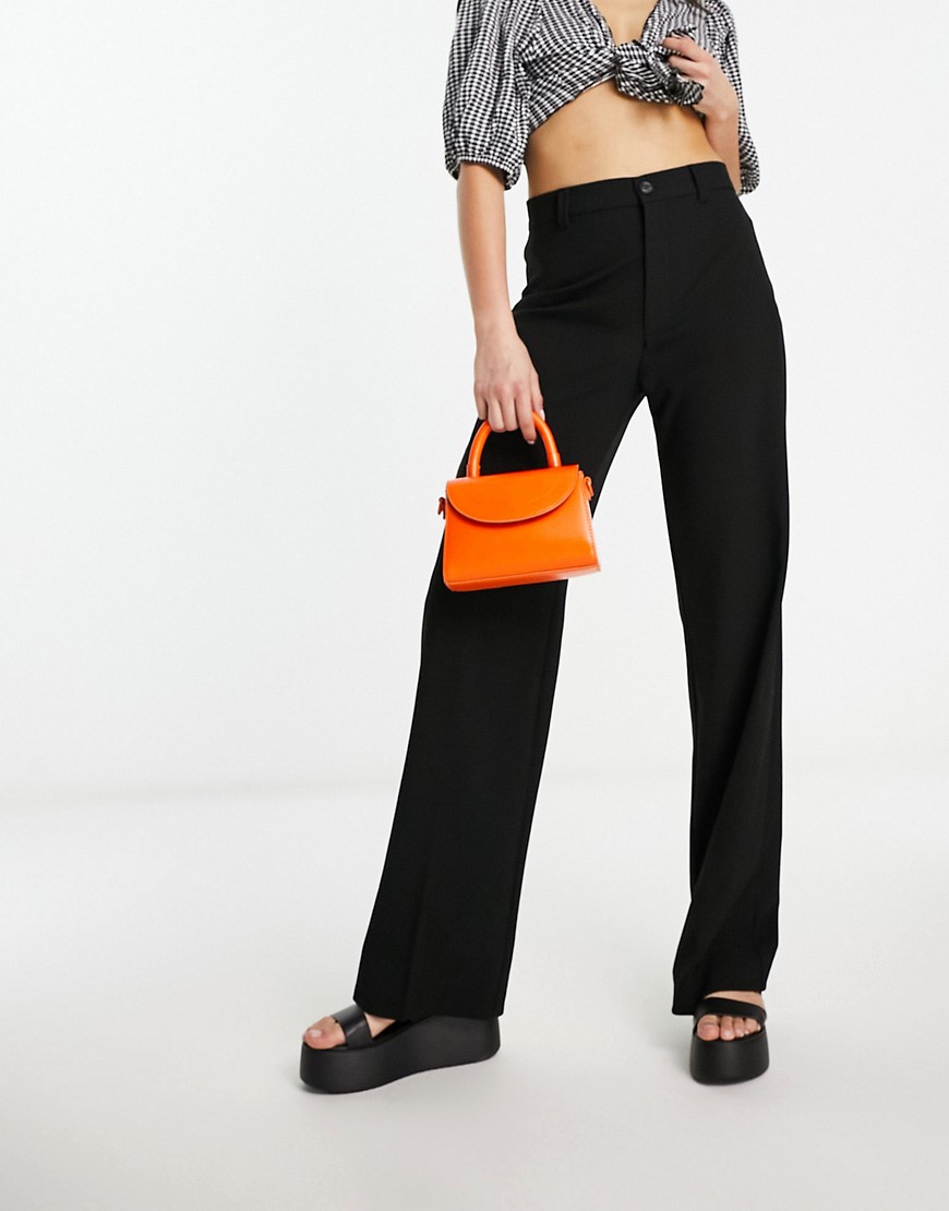 Pull & Bear high waisted tailored trousers in black