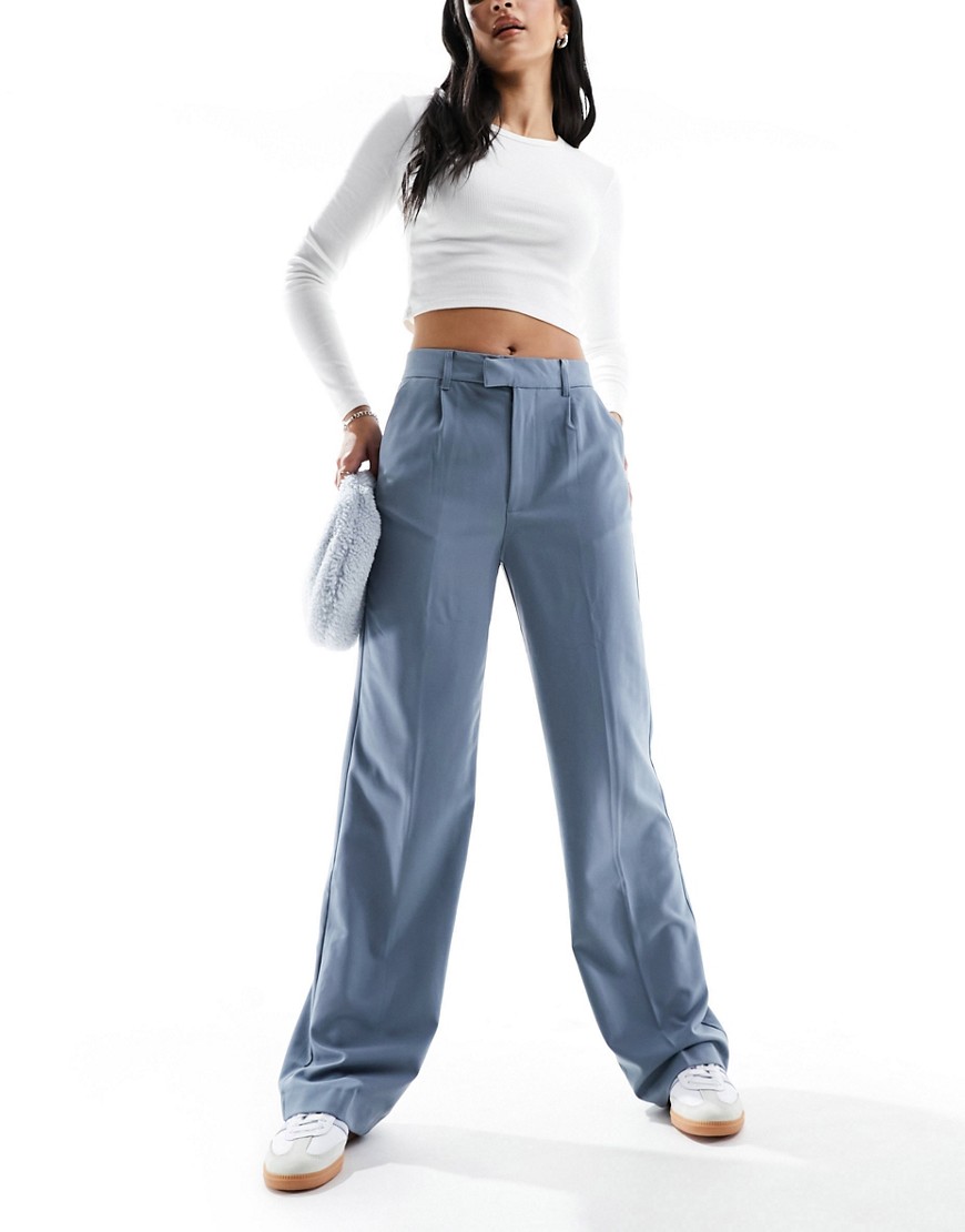 Pull & Bear high waisted tailored trousers in blue