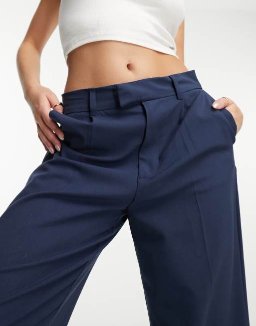 Navy blue high waisted hot sale trousers