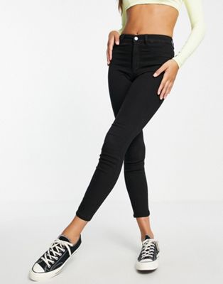 Pull&Bear high waisted ultra skinny basic jean in black
