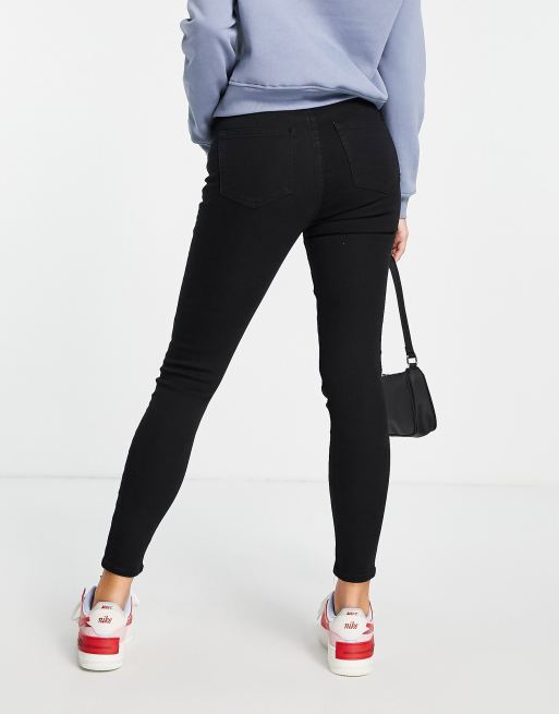 Pull&Bear high waisted ultra skinny basic jeans in black, 4 of 4