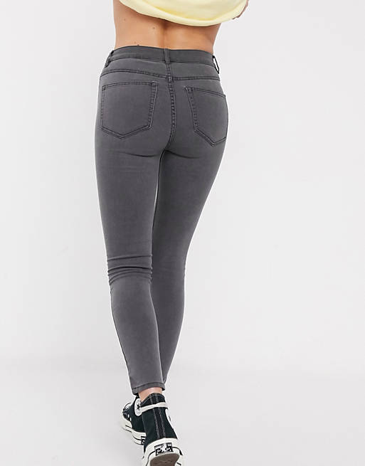 Pull&Bear high waisted ultra skinny basic jeans in grey