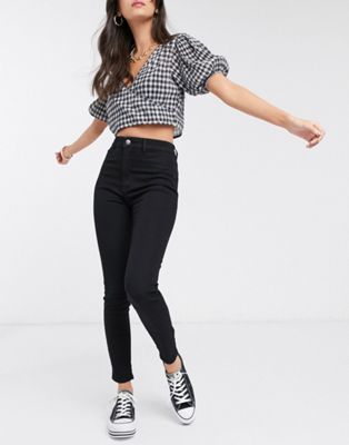 Pull&Bear high waisted ultra skinny jean in black - ASOS Price Checker