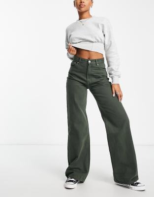 Khaki wide shop leg jeans