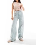 [Pull & Bear] Pull & Bear high waisted wide leg jeans in light blue 4 Light blue