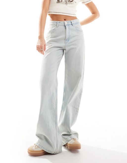 Pull&Bear high waisted wide leg Goes jeans in light blue