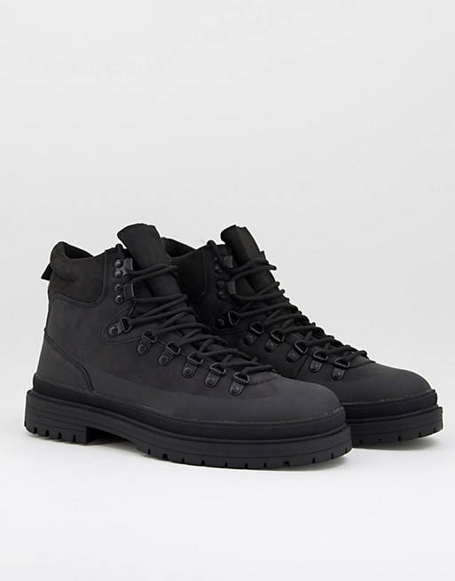 Pull&Bear hiker boots in black