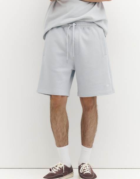 Pull&Bear - Himmelblå bermuda-joggingbukser med logo - view 1