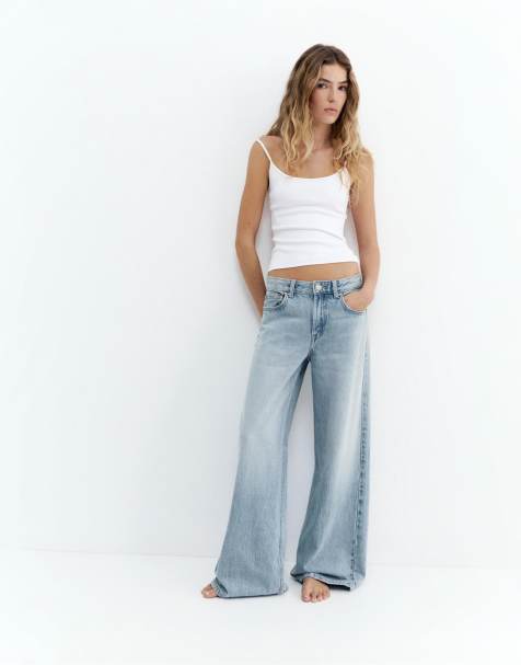 Pull&Bear - Himmelblå løstsiddende oversized jeans - view 1