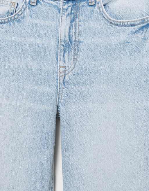 Pull&Bear – Himmelsblå, raka jeans med vida ben, 7 av 7