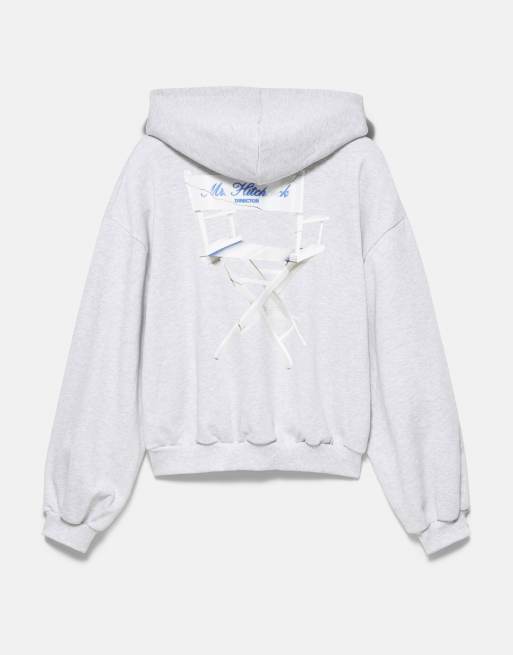 Pull&Bear Hitchcock felpa con cappuccio grigio mélange, 7 di 7