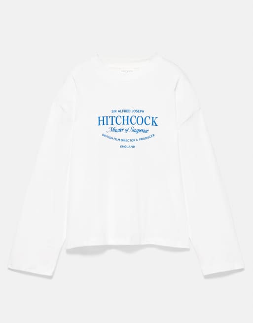 Pull&Bear Hitchcock graphic oversize t-shirt in ice, 5 of 7