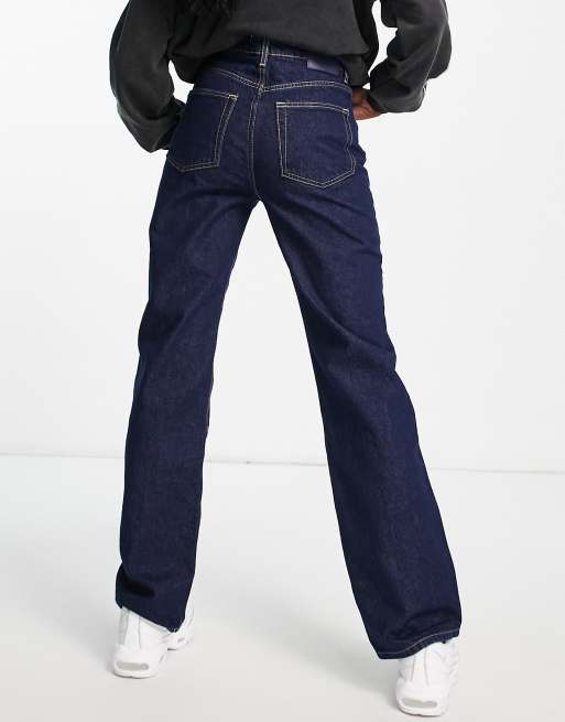 Pull&Bear - Højtaljede jeans med paneler og lige ben i blå, 2 af 4