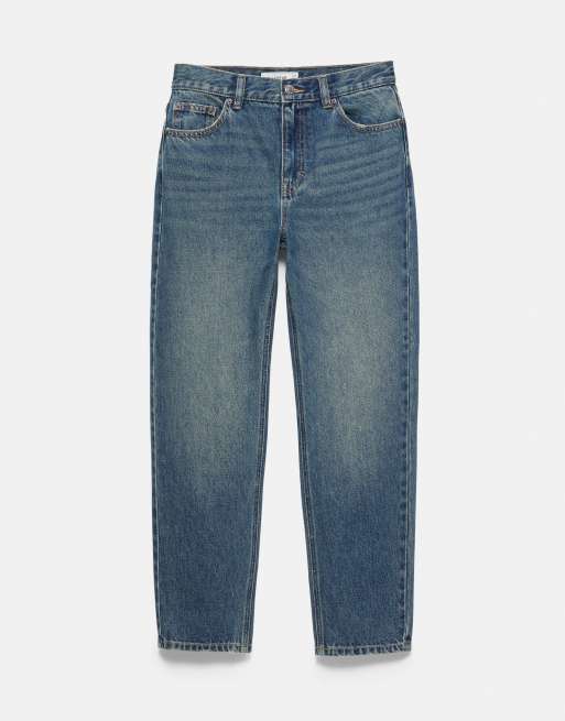 Pull&Bear højtaljede mom-jeans i grønblå, 4 af 6