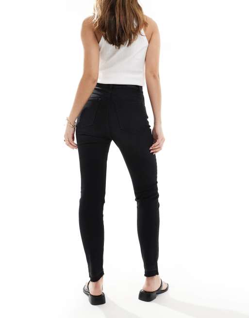 Pull&Bear - Højtaljede Super Skinny-jeans i sort, 3 af 5