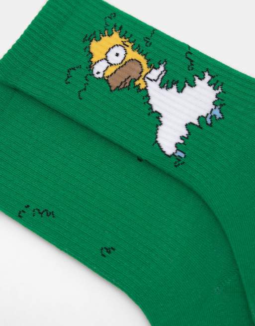 Pull&Bear Homer simpson long socks in green ASOS
