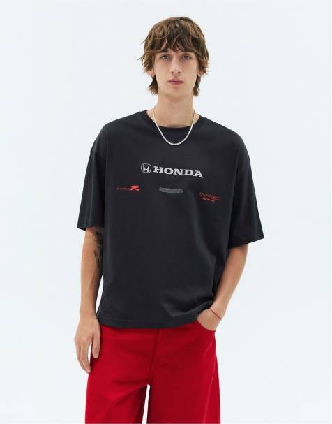 Pull&Bear Honda civic graphic T-shirt in grijs - view 1