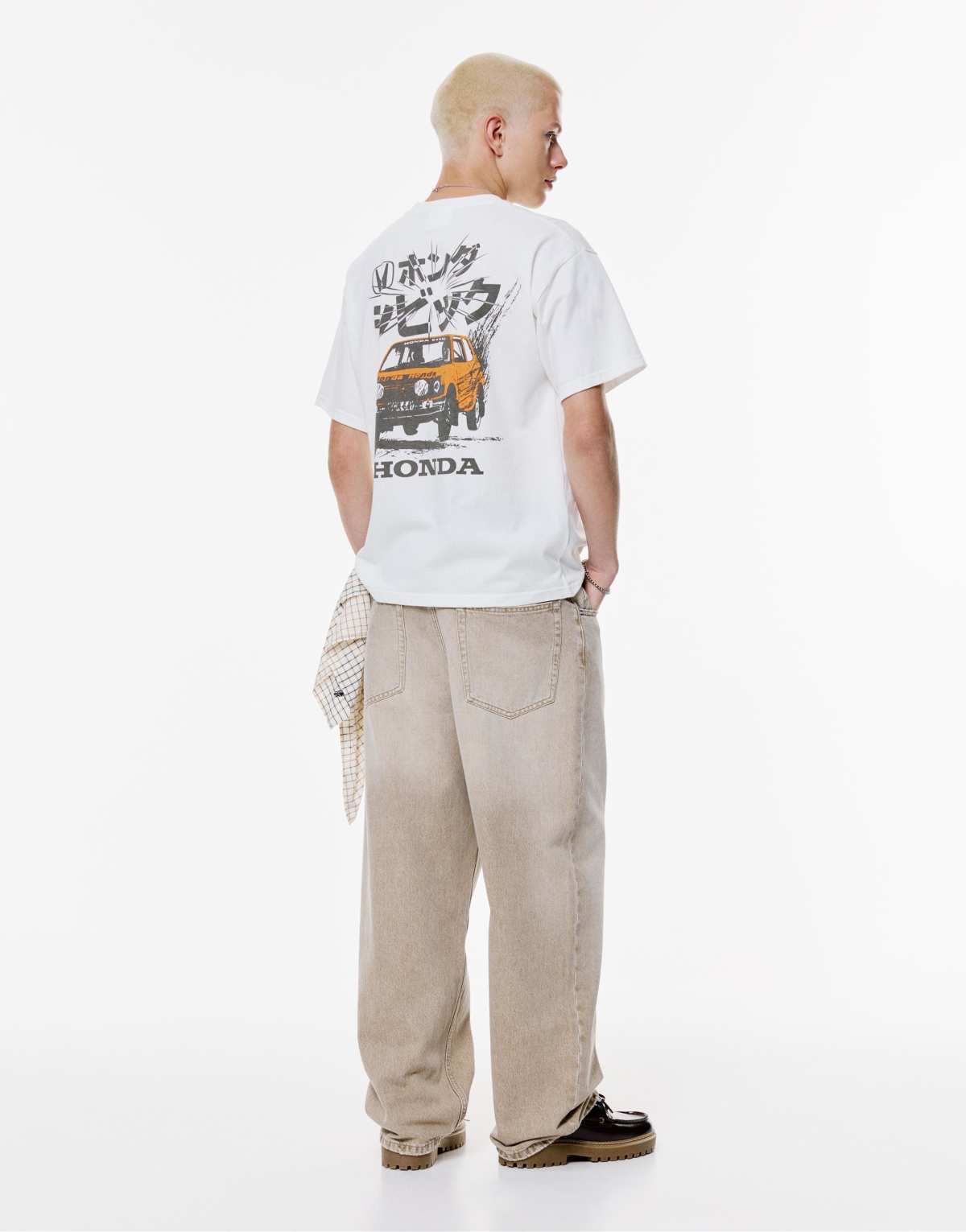 Pull&Bear Honda civic rally t-shirt in off white