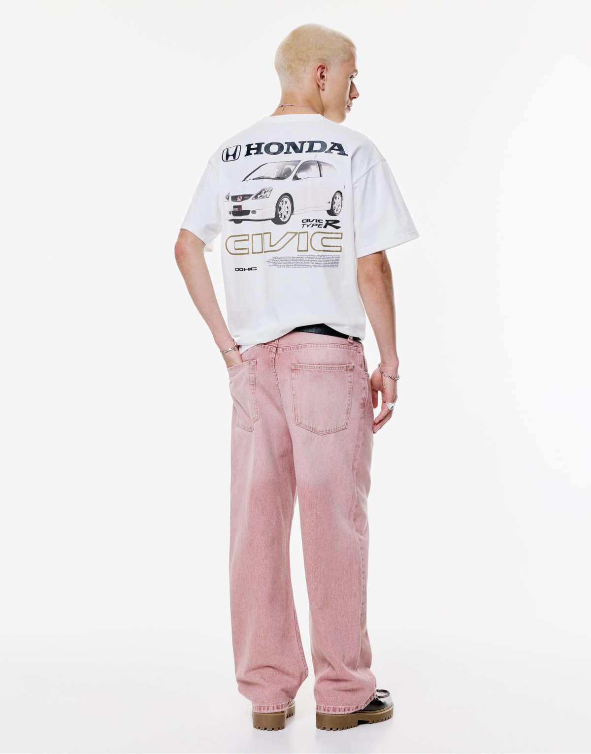Pull&Bear Honda civic t-shirt in off white