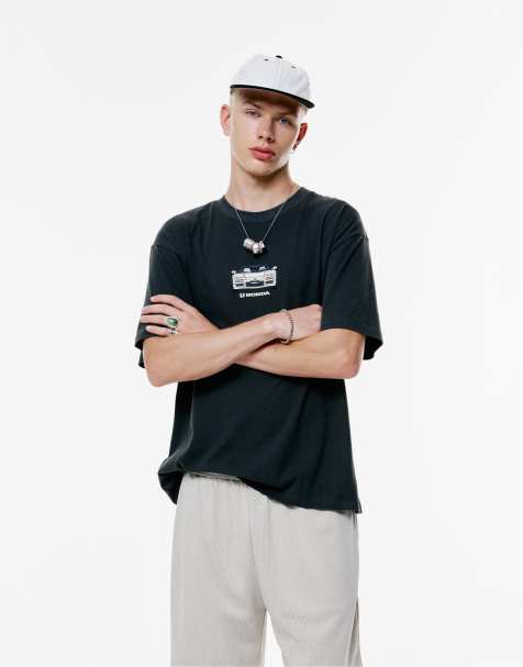 Pull&Bear Honda nsx-r t-shirt in black