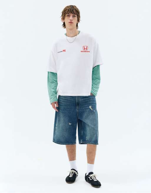 Pull&Bear Honda type r T-shirt bianca sporca, 4 di 7