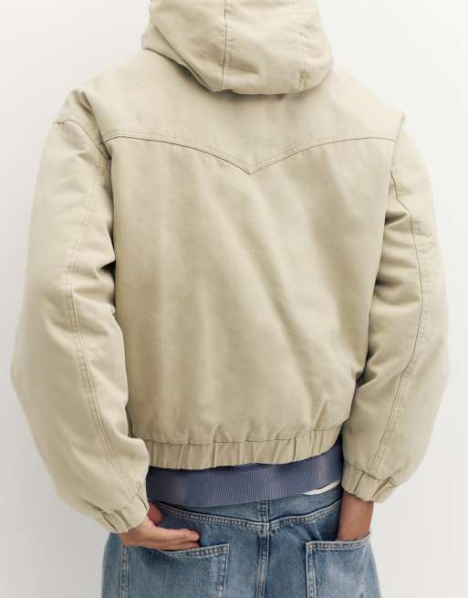 Pull&Bear Hooded bomber jacket in sand, 2 of 7