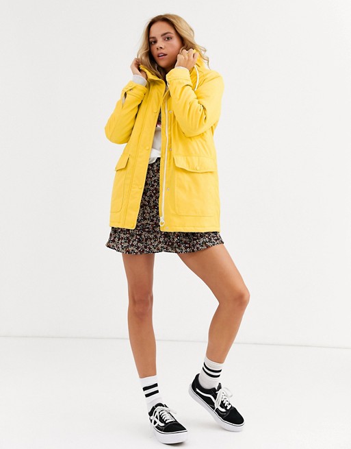 Pull&Bear hooded borg lined jacket in yellow