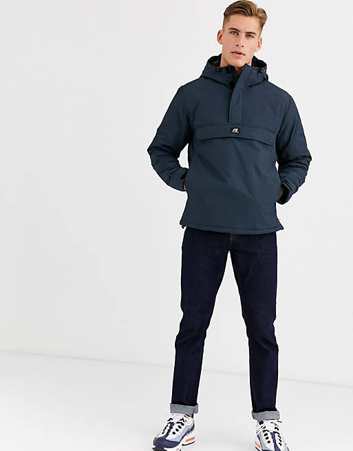 Pull&Bear hooded pouch pocket jacket in navy