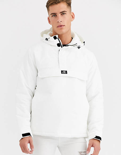 Pull&Bear hooded pouch pocket jacket in white