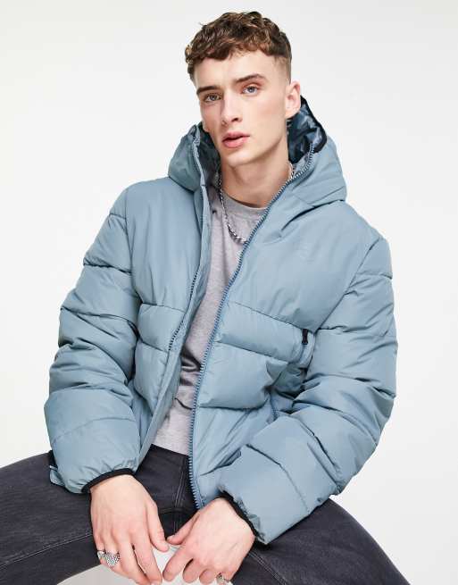 Pull and bear shop blue puffer jacket