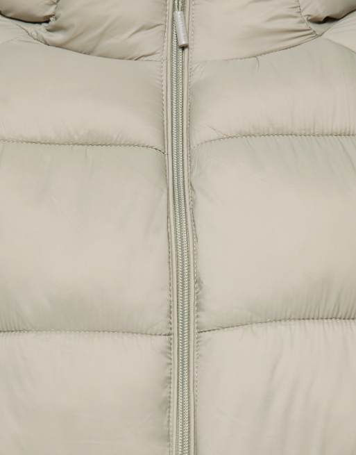 Pull&Bear Hooded puffer jacket in pale khaki, 7 of 7