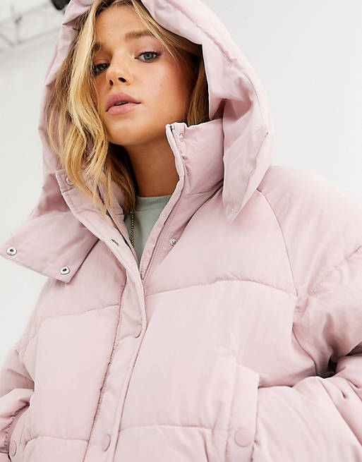 in jacket Pull&Bear pink | puffer ASOS hooded