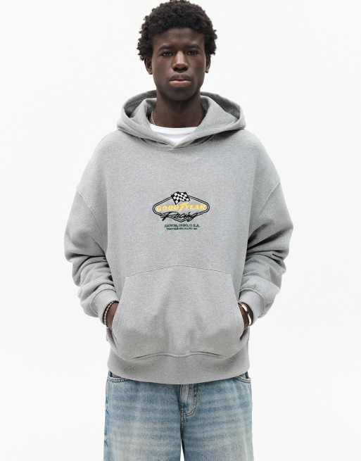 Pull&Bear hooded sweatshirt Good Year license in gray