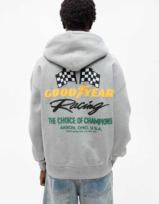 Pull&Bear hooded sweatshirt Good Year license in gray