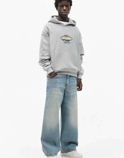 Pull&Bear hooded sweatshirt Good Year license in gray