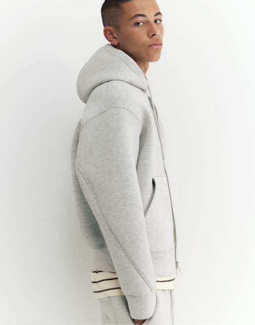 Pull&Bear Hooded zip-up jacket in grey marl, 5 of 7
