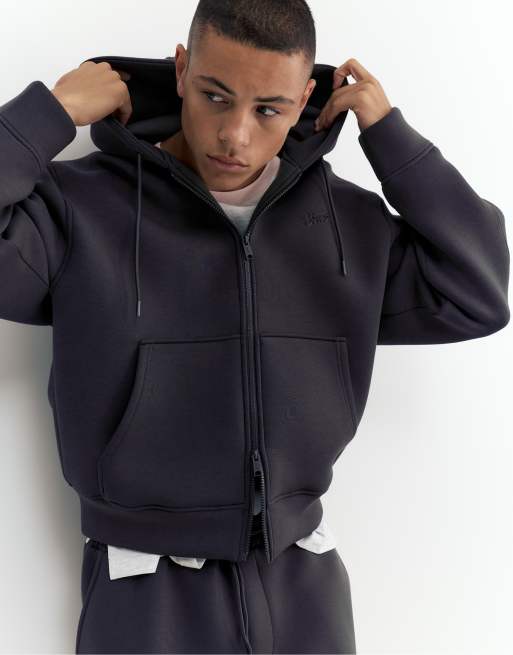 Pull&Bear Hooded zip-up jacket in grey, 6 of 7