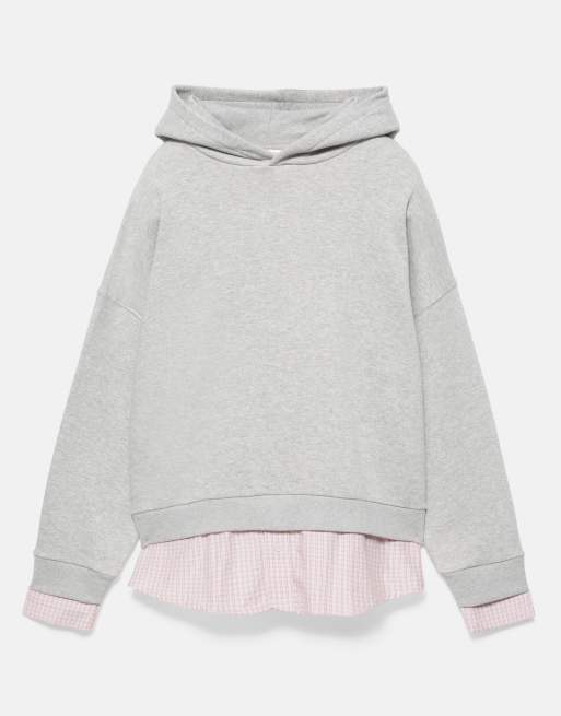 Pull&Bear hoodie i gråmelerad, 6 av 7
