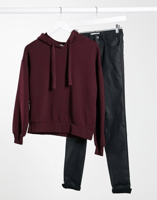 Pull Bear hoodie in burgundy ASOS