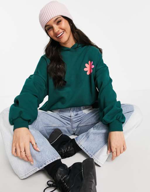 Pull and bear green on sale hoodie