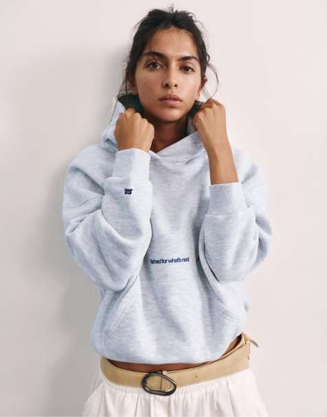 Pull&Bear hoodie med Fresh codes i gråmelerad - view 1