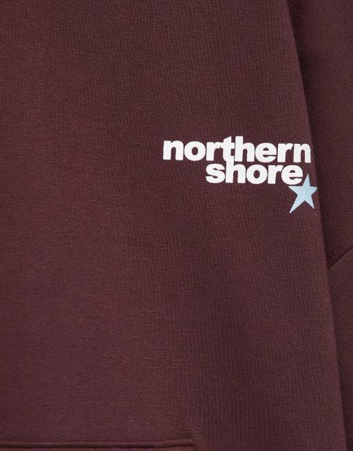 Pull&Bear hoodie med grafik i vinröd, 6 av 7