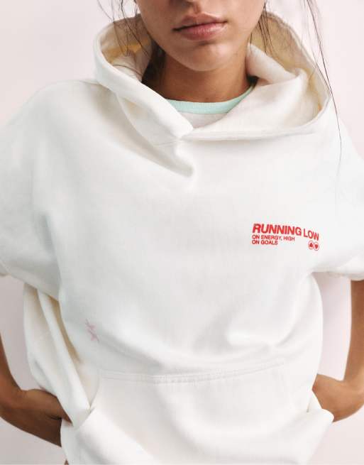 Pull&Bear hoodie med löpargrafik i isblått, 3 av 7