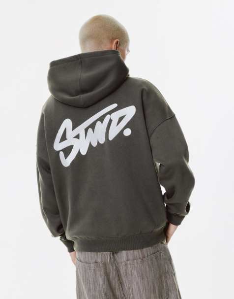 Pull&Bear - Hoodie met geborduurd STWD-logo in grijs - view 1