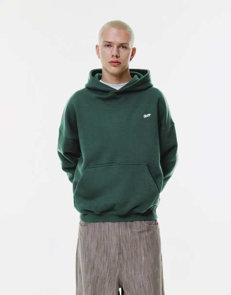 Pull&Bear - Hoodie met geborduurd STWD-logo in groen - view 1