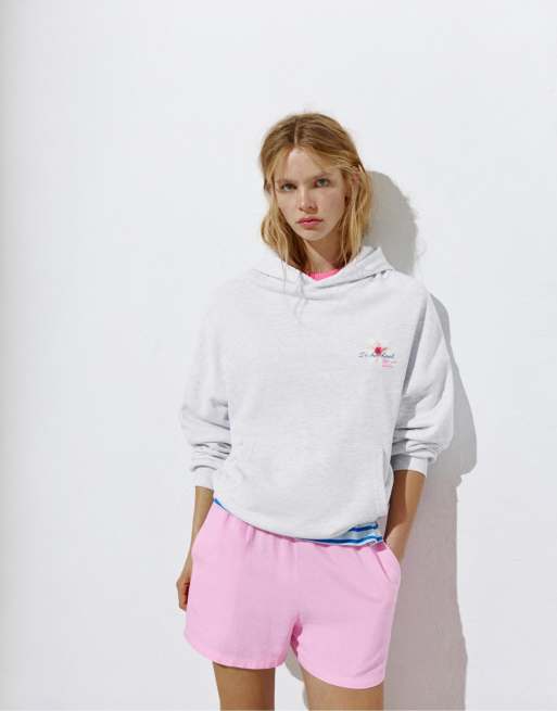 Pull&Bear - Hoodie met grafische zonprint in gemêleerd grijs, 4 van 4