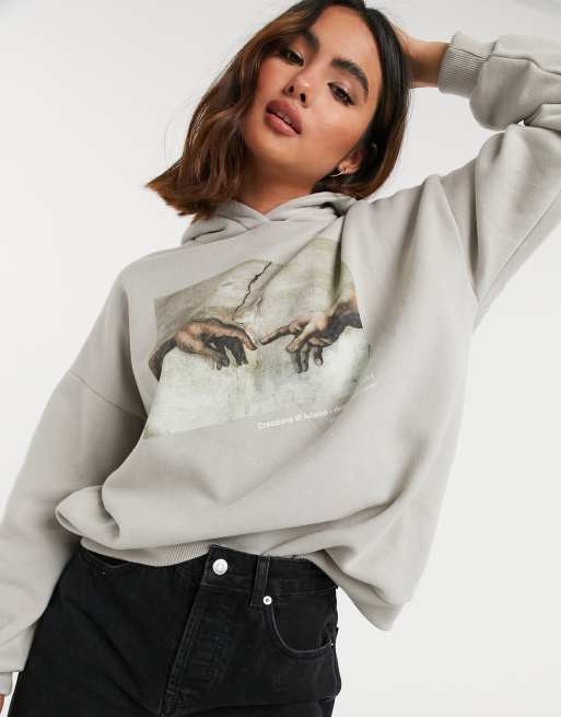 Pull&Bear - Hoodie met Michelangelo-print in zachtgroen