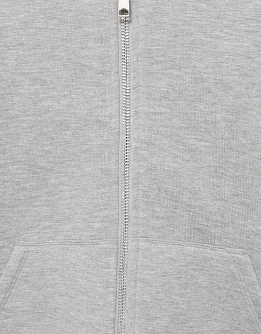 Pull&Bear hoodie met neopreenlook en rits in gemêleerd grijs, 7 van 7