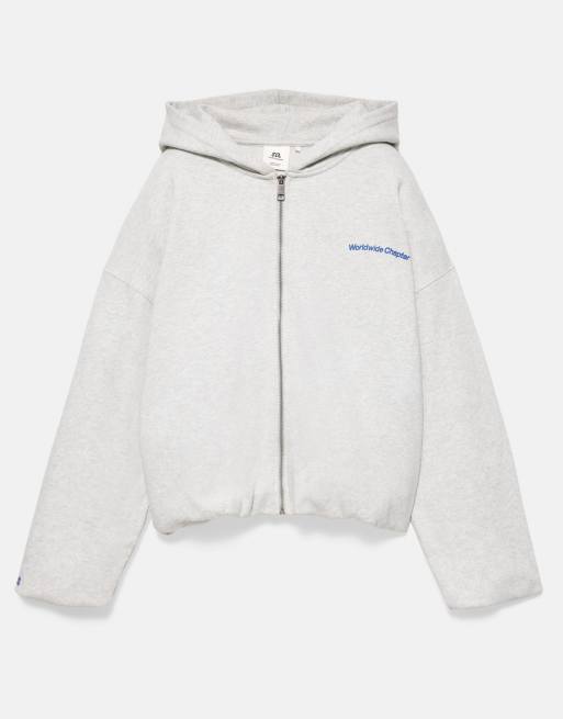 Pull&Bear hoodie met rits in gemêleerd grijs, 5 van 7