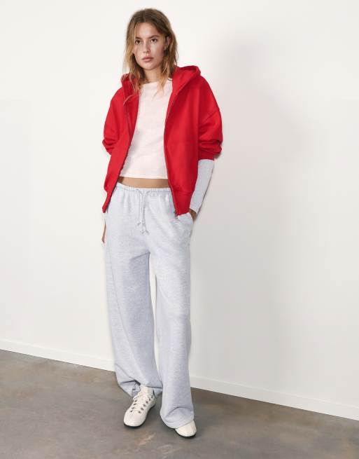 Pull&Bear hoodie met rits in rood, 2 van 7